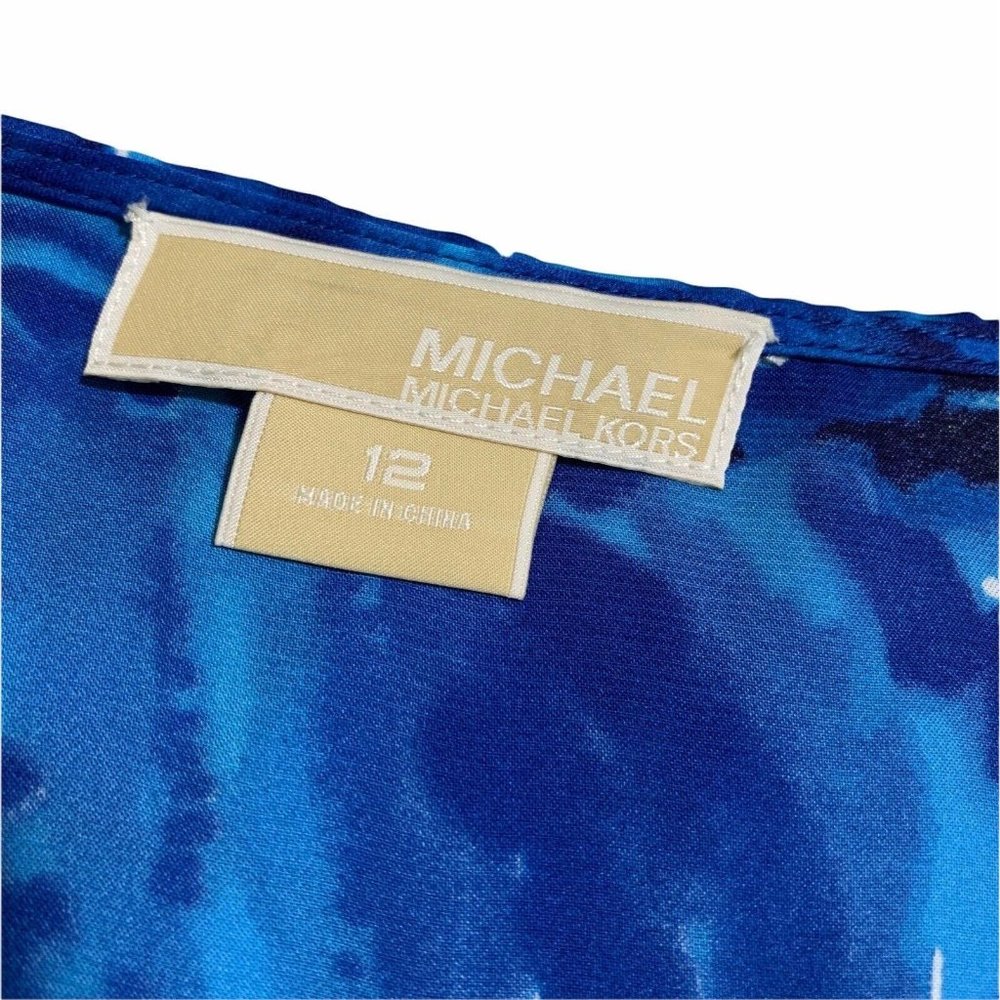 Michael Michael Kors Blue Paisley Print Beaded Sleeveless Scoop Neck Top - Picture 7 of 8
